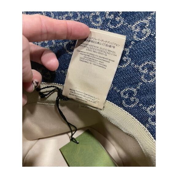 Gucci Eco Washed Denim Wide Brim Monogram GG Logo Hat Medium - Picture 10 of 13